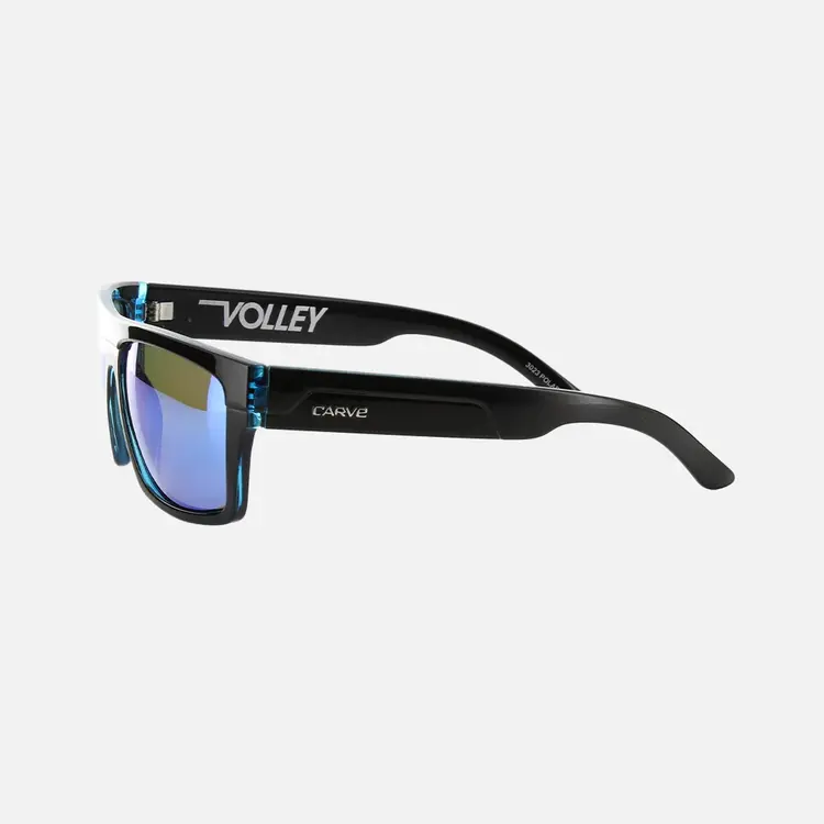 CARVE EYEWEAR VOLLEY GLOSS BLACK FRAME BLUE IRIDIUM INJECTED POLARIZED LENS