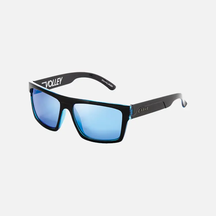 CARVE EYEWEAR VOLLEY GLOSS BLACK FRAME BLUE IRIDIUM INJECTED POLARIZED LENS