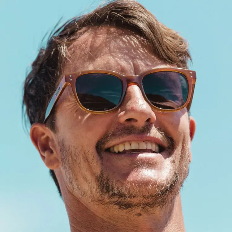 CARVE EYEWEAR HOMELAND RECYCLED GLOSS TRANSLUCENT TOFFEE FRAME GRAY INJECTED POLARIZED LENS