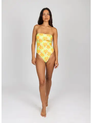 RUSTY USA Hibiscus Strapless One Piece