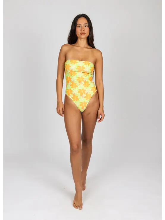 RUSTY USA Hibiscus Strapless One Piece