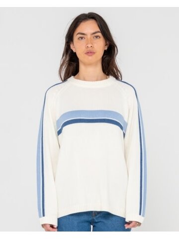 White Lines Long Sleeve Crew Neck Knit