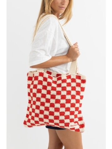 RHYTHM Lola Check Crochet Tote Bag