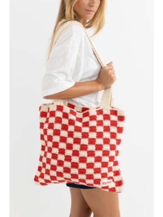 RHYTHM Lola Check Crochet Tote Bag