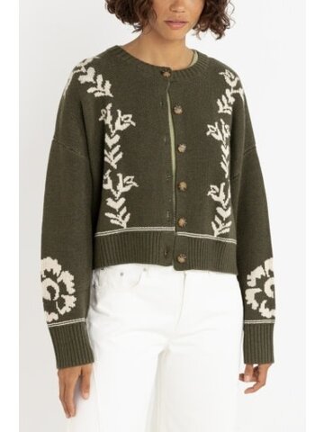 RHYTHM Antique Floral Crop Cardigan