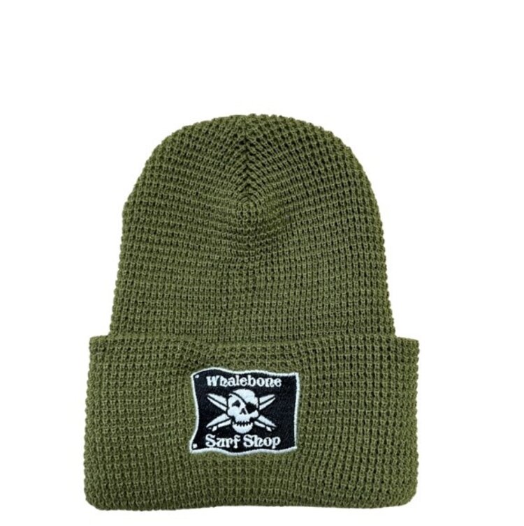 WHALEBONE LOGO EMBROIDERED FLAG WAFFLE KNIT BEANIE