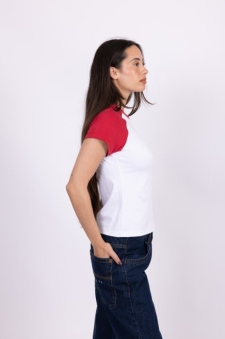 RUSTY USA DEVIL RAGLAN CAP SLEEVE BABY TEE