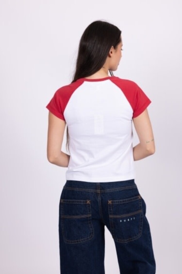 RUSTY USA DEVIL RAGLAN CAP SLEEVE BABY TEE