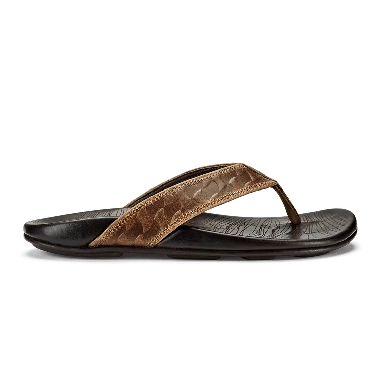 OLUKAI HIKIANALIA - MEN'S LEATHER BEACH SANDALS
