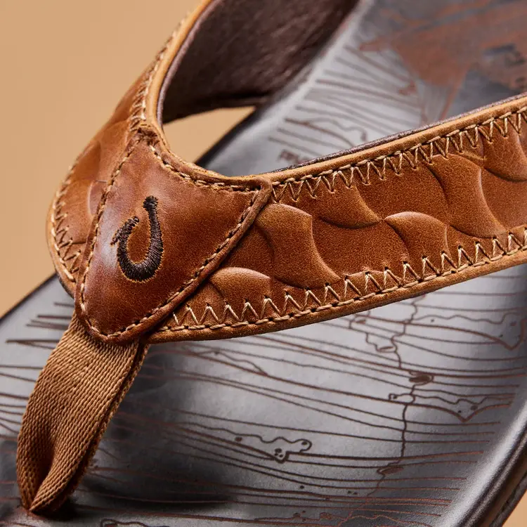 OLUKAI HIKIANALIA - MEN'S LEATHER BEACH SANDALS