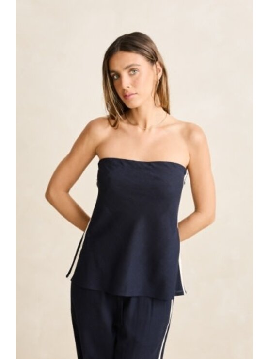 RHYTHM Contrast Linen Strapless Top