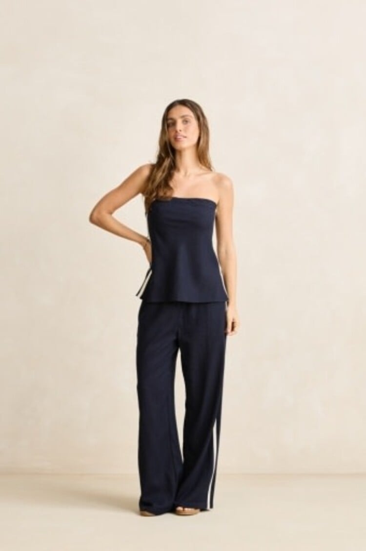RHYTHM CONTRAST LINEN STRAPLESS TOP
