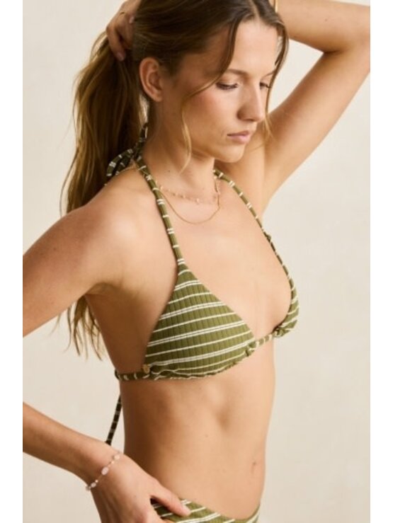 RHYTHM Vista Stripe Slide Tri Top Olive
