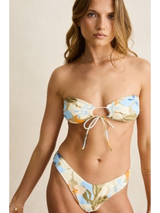 RHYTHM Blanca Floral Tie Front Bandeau Top Olive