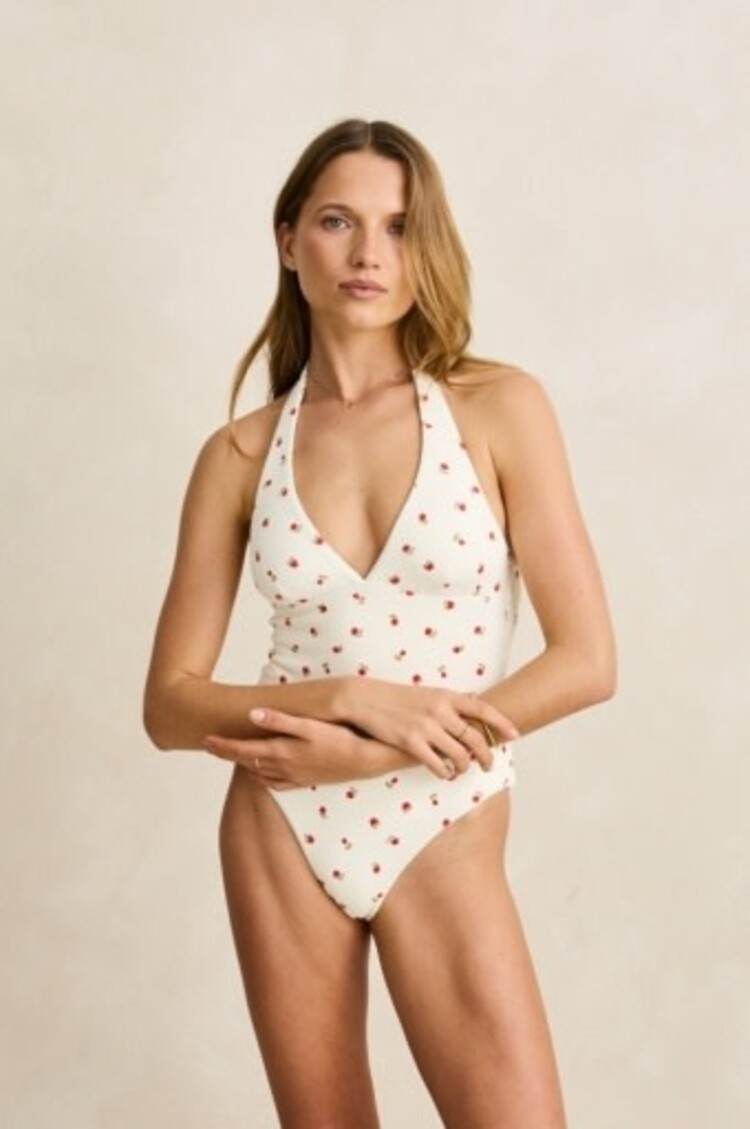 RHYTHM MILA REVERSIBLE HALTER NECK ONE PIECE CREAM