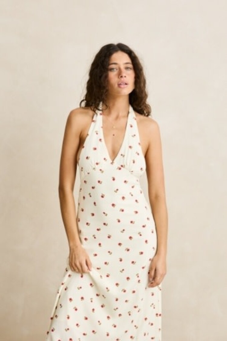 RHYTHM MILA FLORAL HALTER NECK MAXI DRESS