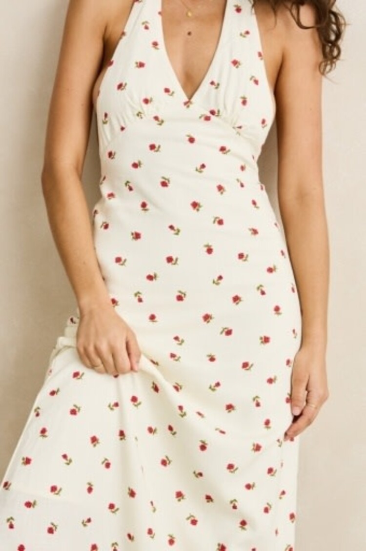 RHYTHM MILA FLORAL HALTER NECK MAXI DRESS