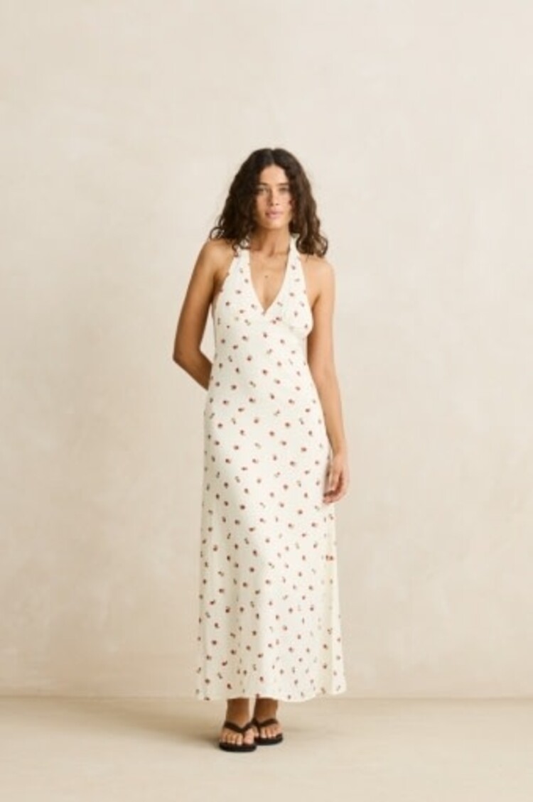 RHYTHM MILA FLORAL HALTER NECK MAXI DRESS