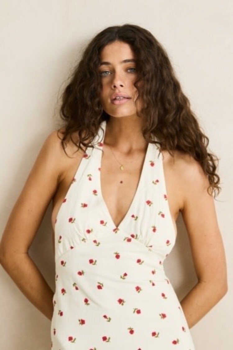 RHYTHM MILA FLORAL HALTER NECK MAXI DRESS