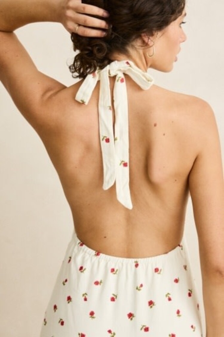 RHYTHM MILA FLORAL HALTER NECK MAXI DRESS