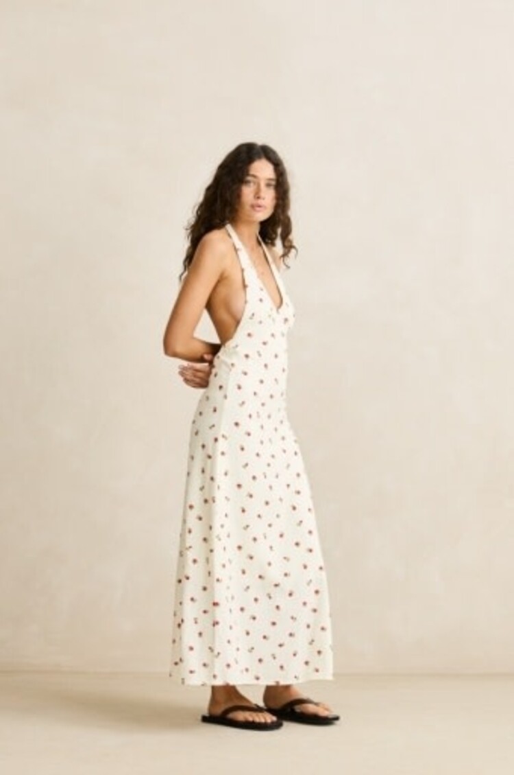 RHYTHM MILA FLORAL HALTER NECK MAXI DRESS