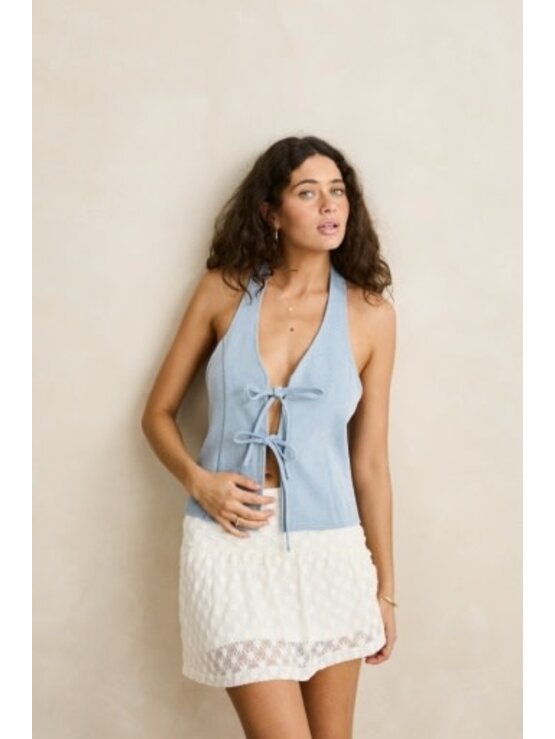 RHYTHM Louise Tie Front Halter Top
