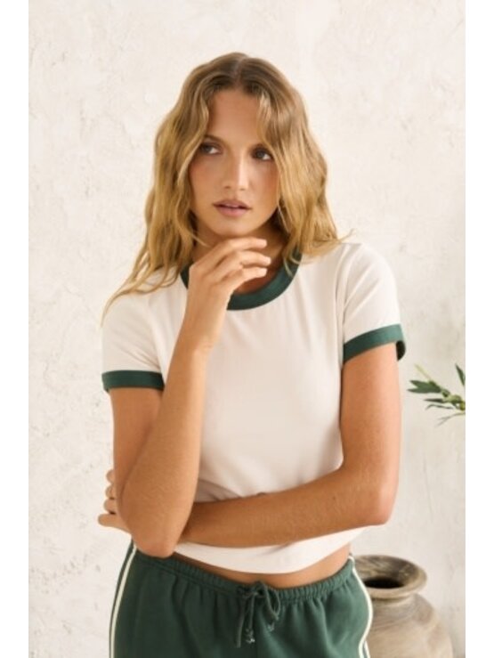 RHYTHM Embroidered Floral Tee Natural/Hunter