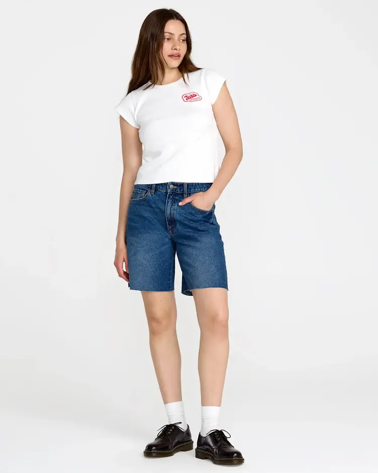 RVCA  RIBBED SLIM TEE - VINTAGE WHITE