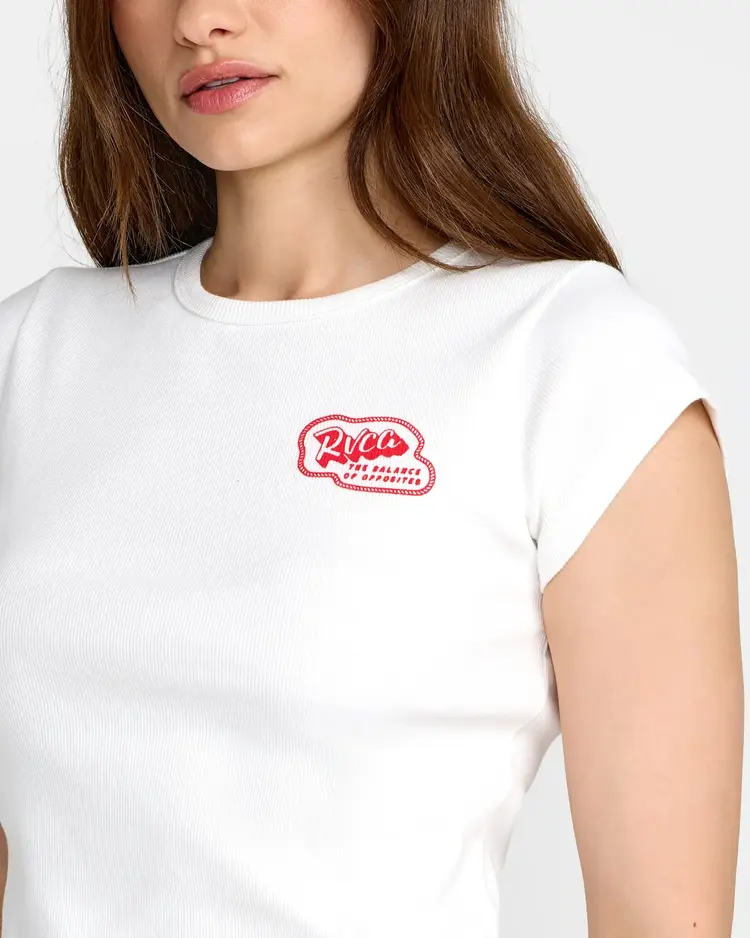 RVCA  RIBBED SLIM TEE - VINTAGE WHITE