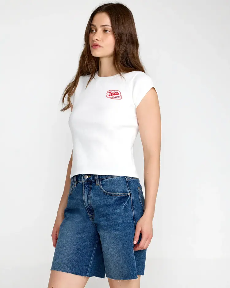 RVCA  RIBBED SLIM TEE - VINTAGE WHITE