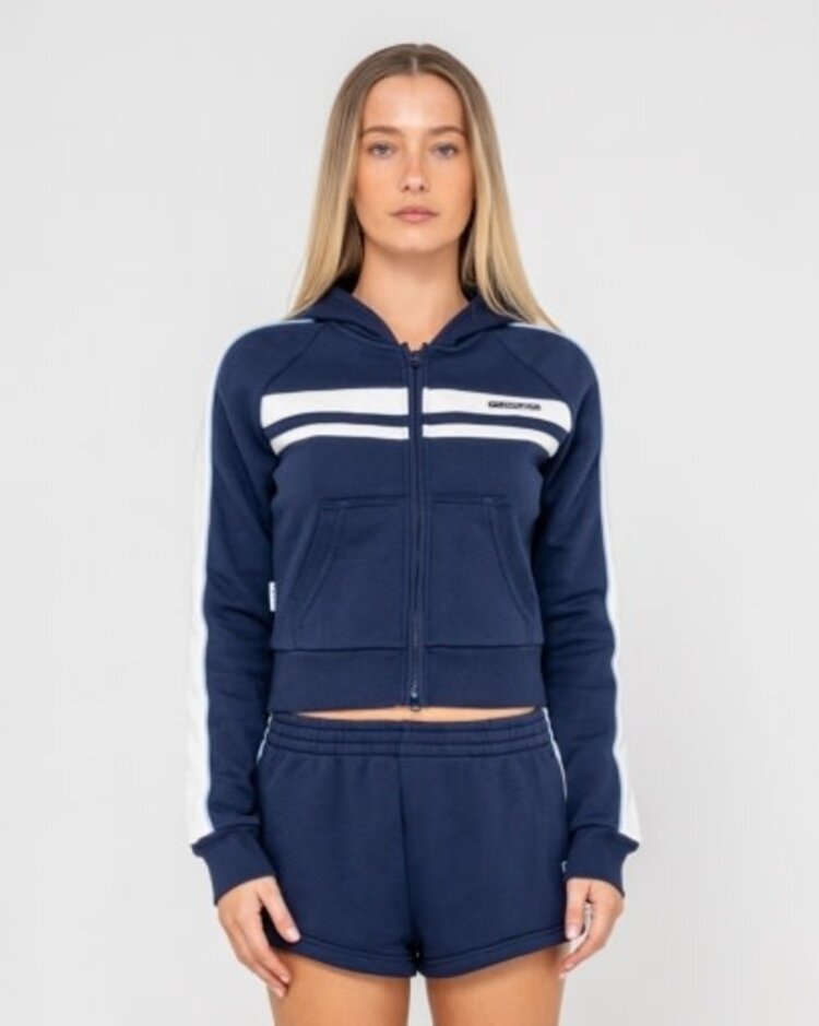 RUSTY USA RETRO LINES ZIP THROUGH HOODED FLEECE