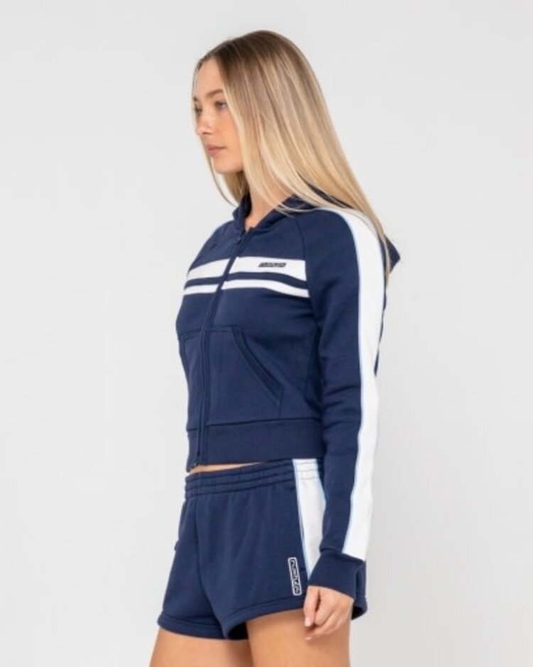 RUSTY USA RETRO LINES ZIP THROUGH HOODED FLEECE