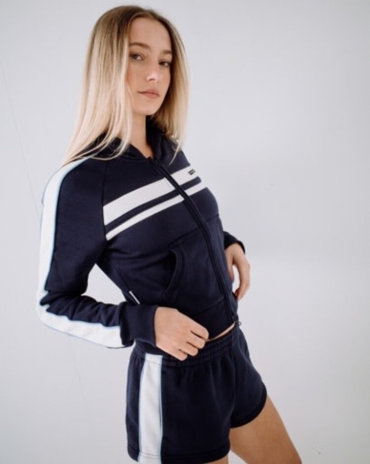 RUSTY USA RETRO LINES ZIP THROUGH HOODED FLEECE