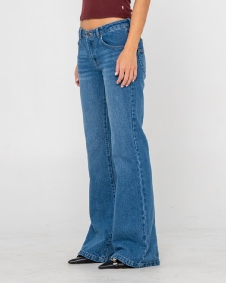 RUSTY USA FREIDA FLARE LOW RISE JEANS