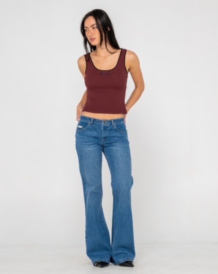 RUSTY USA FREIDA FLARE LOW RISE JEANS