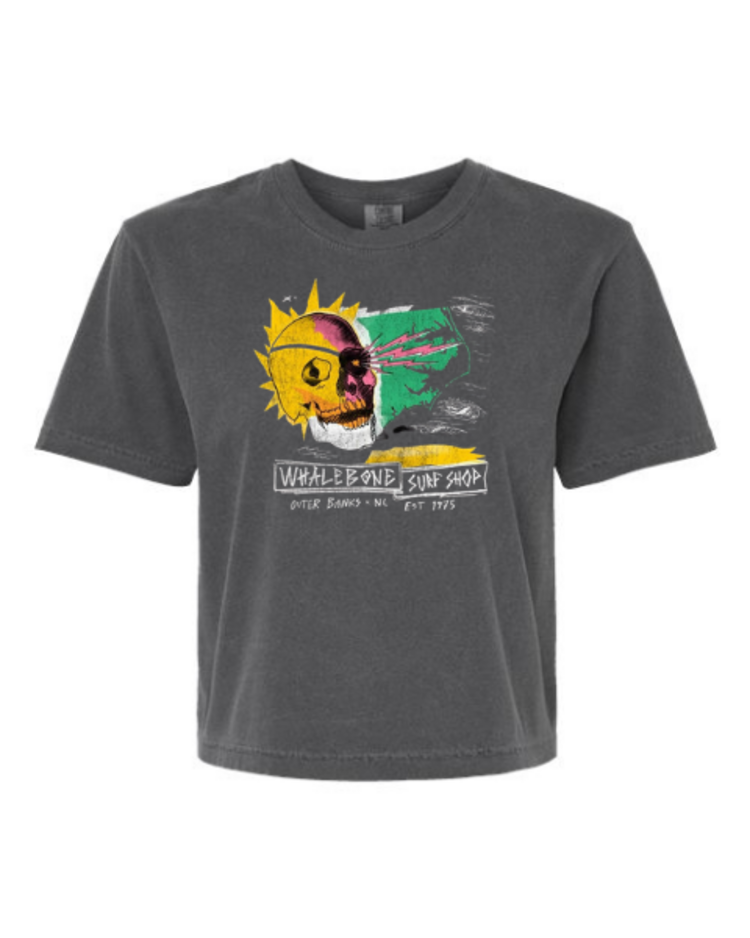 WHALEBONE LOGO WOMENS PUNK SKULL  BOXY SHORT SLEEVE TEE