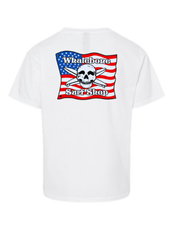 WHALEBONE LOGO Youth American Flag Short Sleeve Tee