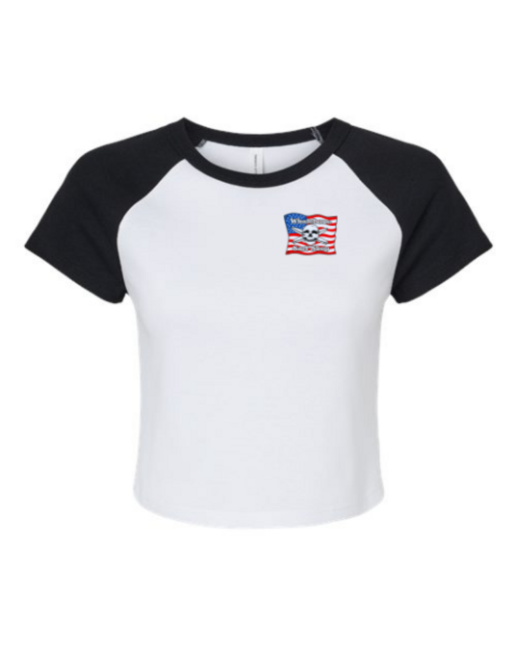 WHALEBONE LOGO WOMENS AMERICAN FLAG BABY TEE