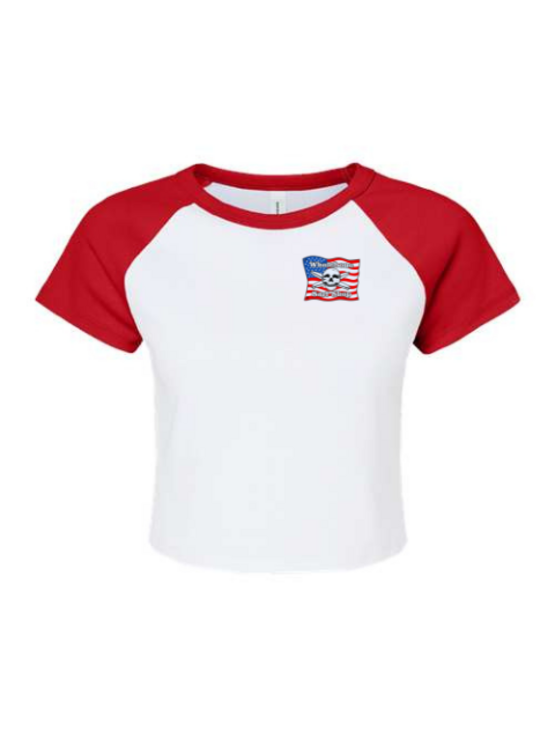 WHALEBONE LOGO Women's American Flag Baby Tee