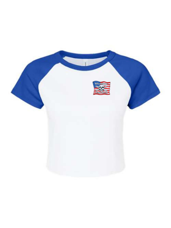WHALEBONE LOGO Women's American Flag Baby Tee
