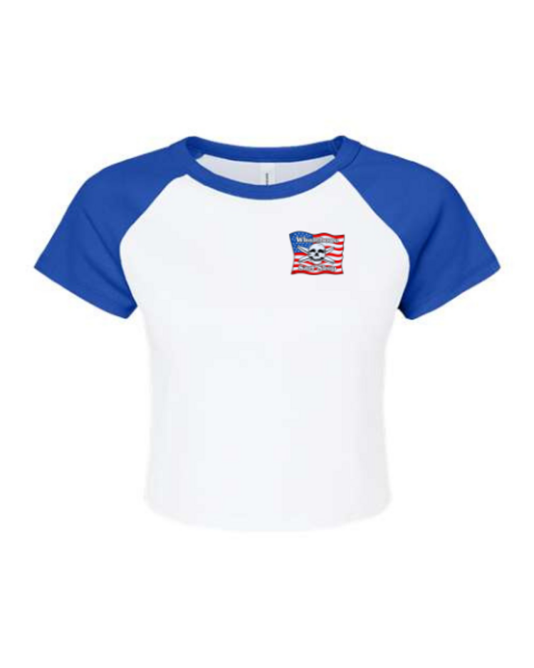 WHALEBONE LOGO WOMENS AMERICAN FLAG BABY TEE