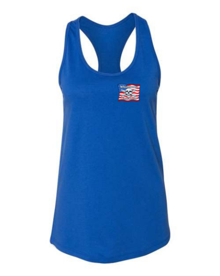 WHALEBONE LOGO WOMEN'S AMERICAN FLAG RACERBACK TANK