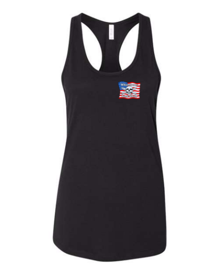 WHALEBONE LOGO WOMEN'S AMERICAN FLAG RACERBACK TANK