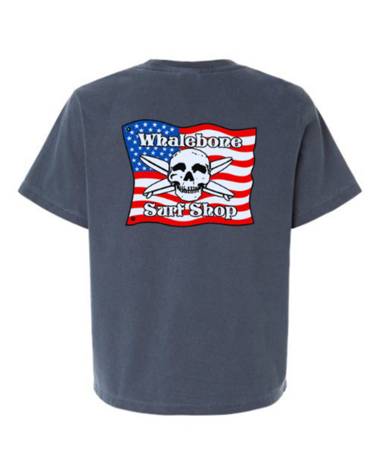WHALEBONE LOGO WOMEN'S AMERICAN FLAG MID-LENGTH TEE