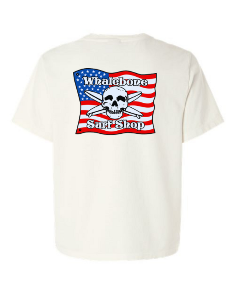 WHALEBONE LOGO WOMEN'S AMERICAN FLAG MID-LENGTH TEE