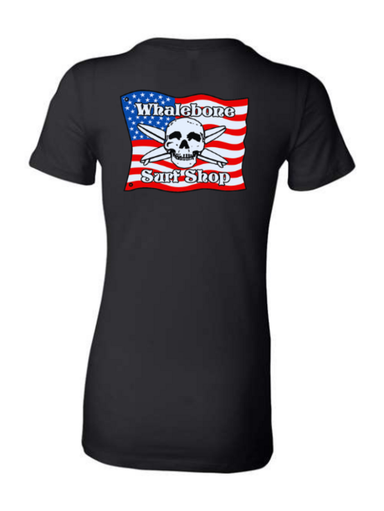 WHALEBONE LOGO Women's American Flag Slim Fit Tee