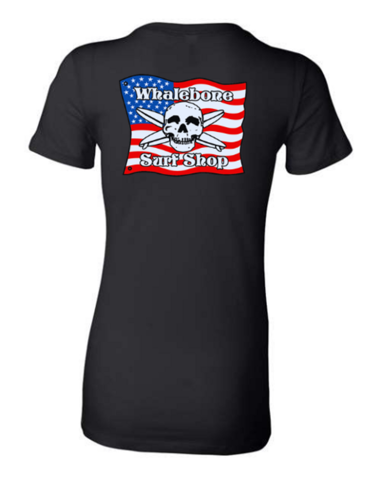 WHALEBONE LOGO WOMEN'S AMERICAN FLAG SLIM FIT TEE