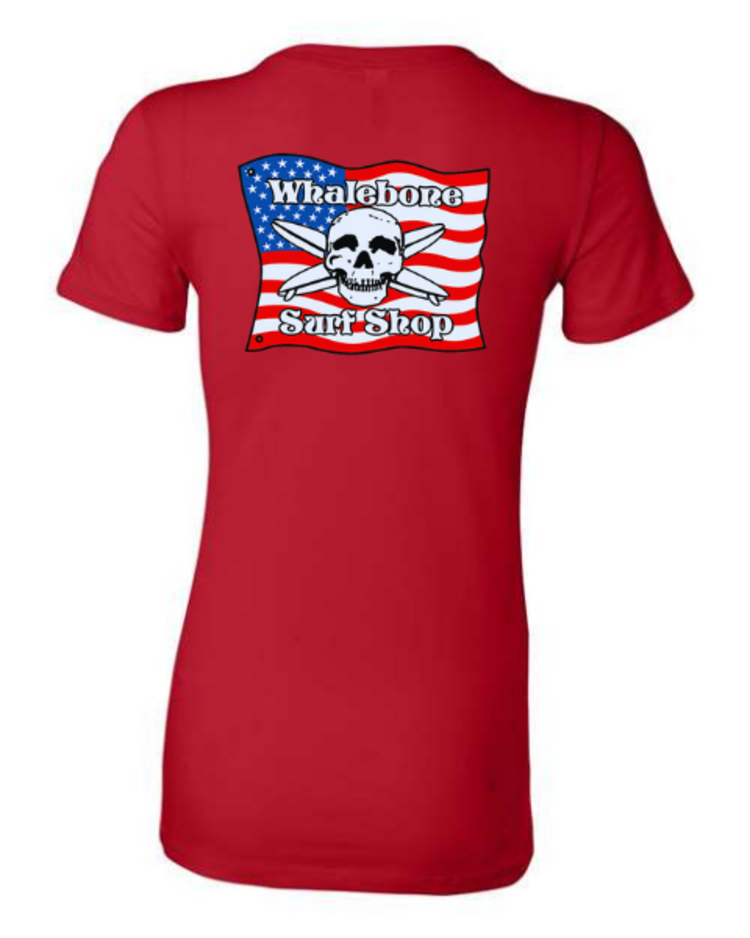 WHALEBONE LOGO WOMEN'S AMERICAN FLAG SLIM FIT TEE