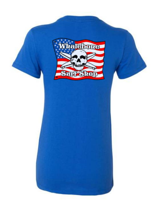 WHALEBONE LOGO Women's American Flag Slim Fit Tee