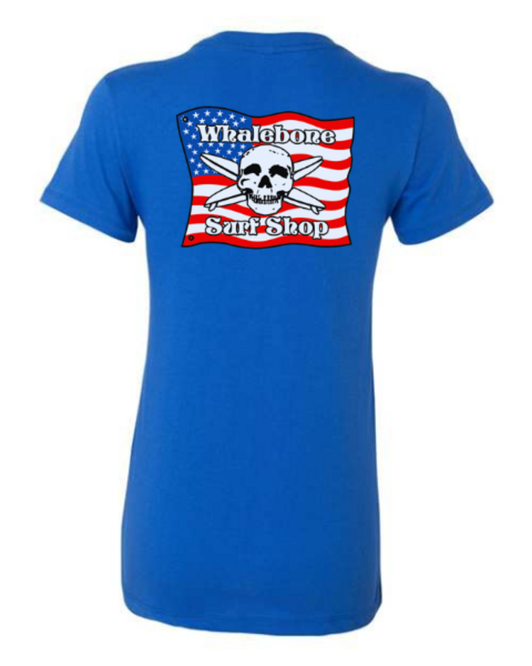 WHALEBONE LOGO WOMEN'S AMERICAN FLAG SLIM FIT TEE